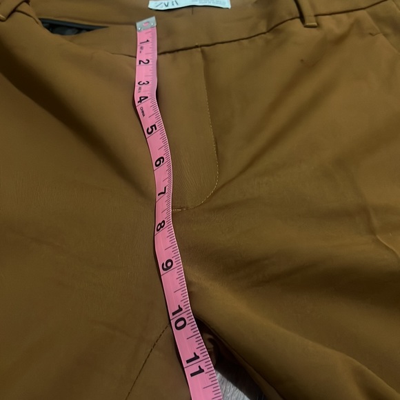 Zara Brown Trouser Dress Pants Cropped Ankle Petite - Picture 3 of 6